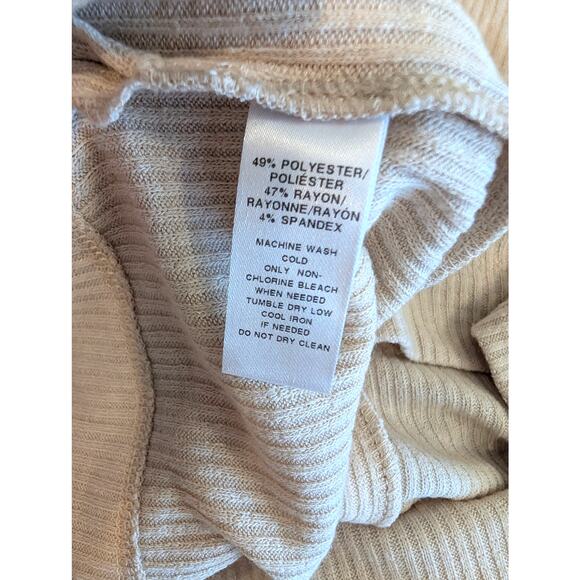 LOFT Ribbed Knit Cream Beige Button Cardigan V-Neck Cropped Stretchy Small S - Picture 4 of 6